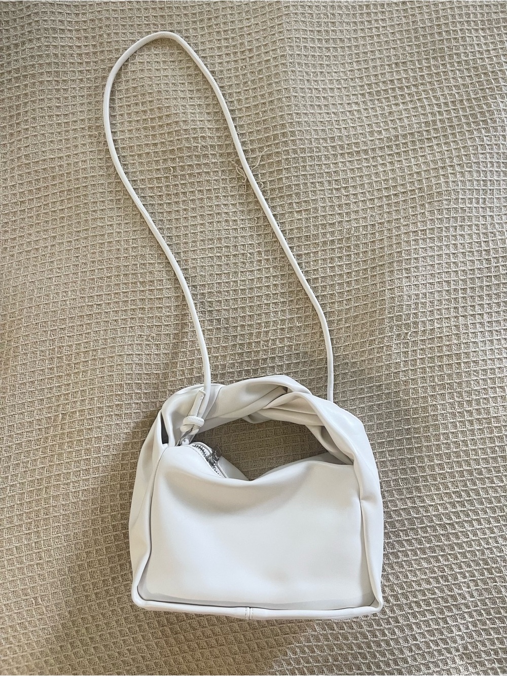 Faux leather white shoulder bag